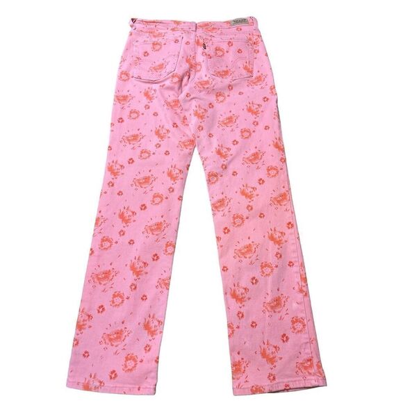 LEVIS 512 PERFECTLY SLIMMING STRAIGHT LEG CORAL FLORAL DENIM JEANS W30/L30 - Picture 2 of 6